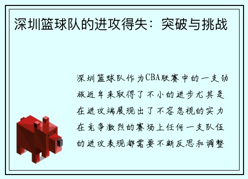 深圳篮球队的进攻得失：突破与挑战