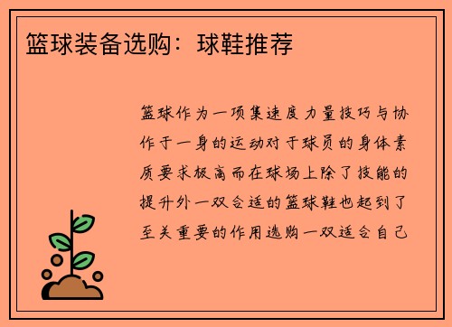 篮球装备选购：球鞋推荐