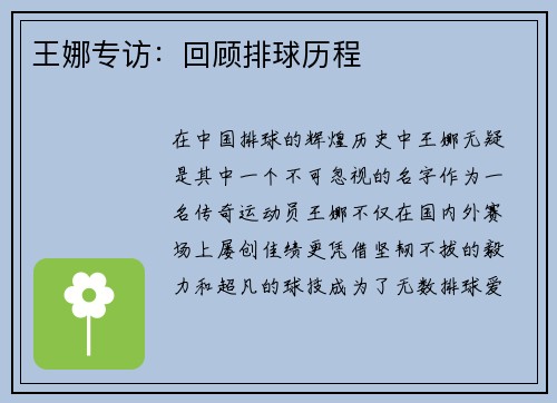 王娜专访：回顾排球历程