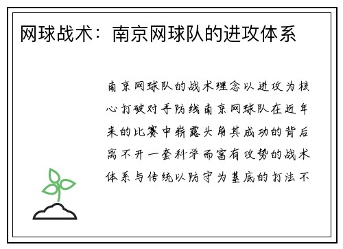 网球战术：南京网球队的进攻体系